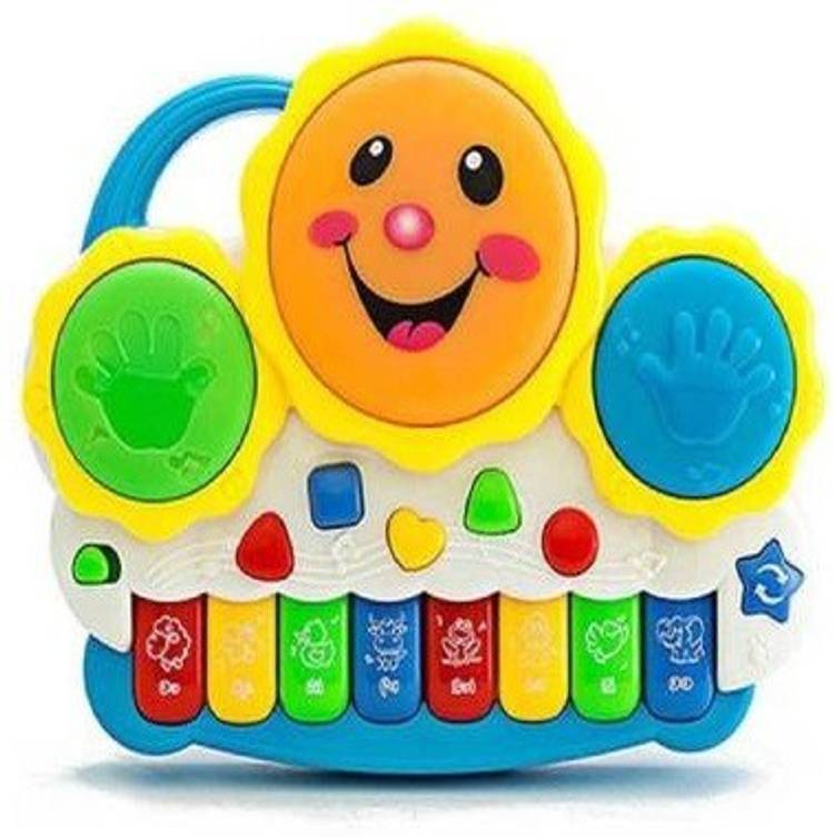 Divineman Drum Keyboard Musical Toys with Flashing Lights, Animal Sounds And Songs (Multicolor)