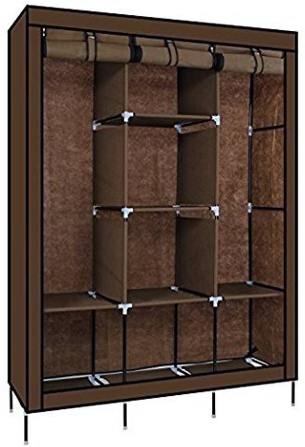 KriShyam DARKBROWN001 PVC Collapsible Wardrobe