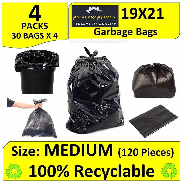 ANSH CREATIVES GARBAGE BAG 4 PACK (4*30=120PCS) Medium 13 L Garbage Bag
