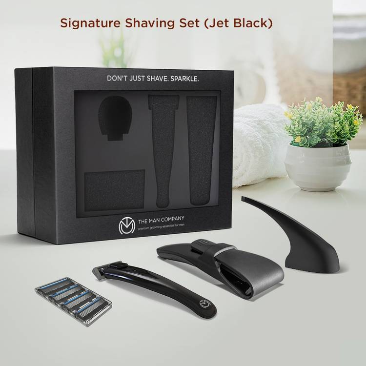 The Man Company Signature Shaving Kit- Jet Black (Razor+ Blades+ Magnetic Stand + Razor Case)