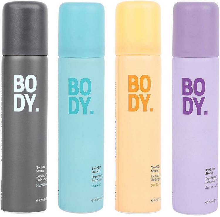 MINISO Twinkle Stones Deodorant (Pack of 4) Body Spray for Men Women (SUNSHINE ORANGE+SEA MIST+SUNSET PURPLE+NIGHT SHADE) Body Spray  -  For Men & Women