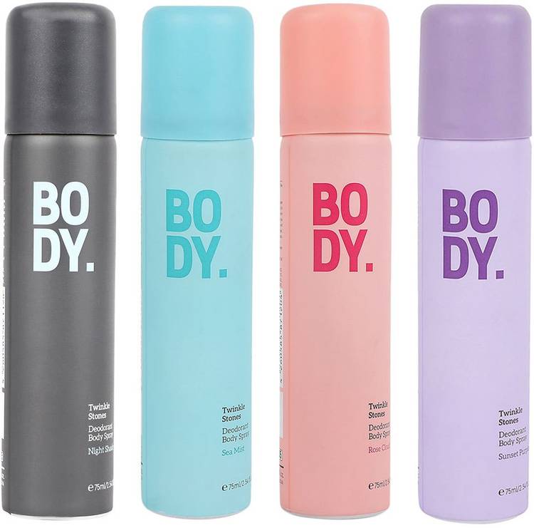 MINISO Twinkle Stones Deodorant (Pack of 4) Body Spray for Men Women (ROSE CLOUD+SEA MIST+SUNSET PURPLE+NIGHT SHADE) Body Spray  -  For Men & Women