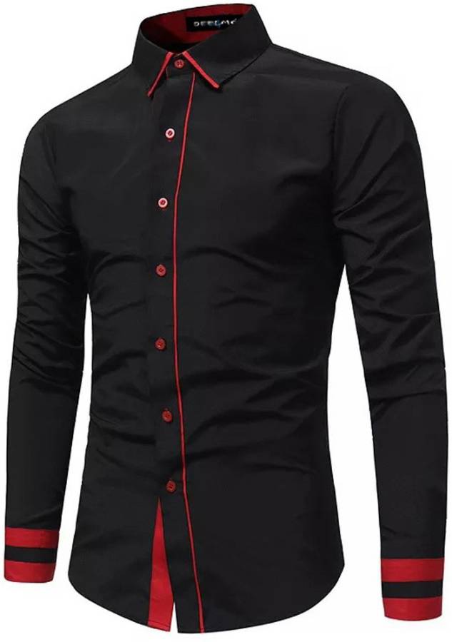 Men Regular Fit Solid Double Collar Casual Shirt Price in India