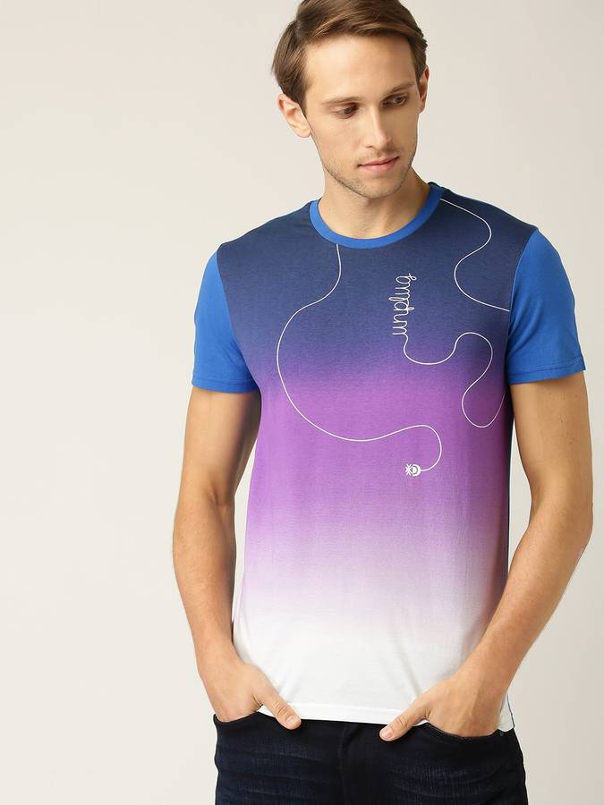Printed Men Round or Crew Purple T-Shirt