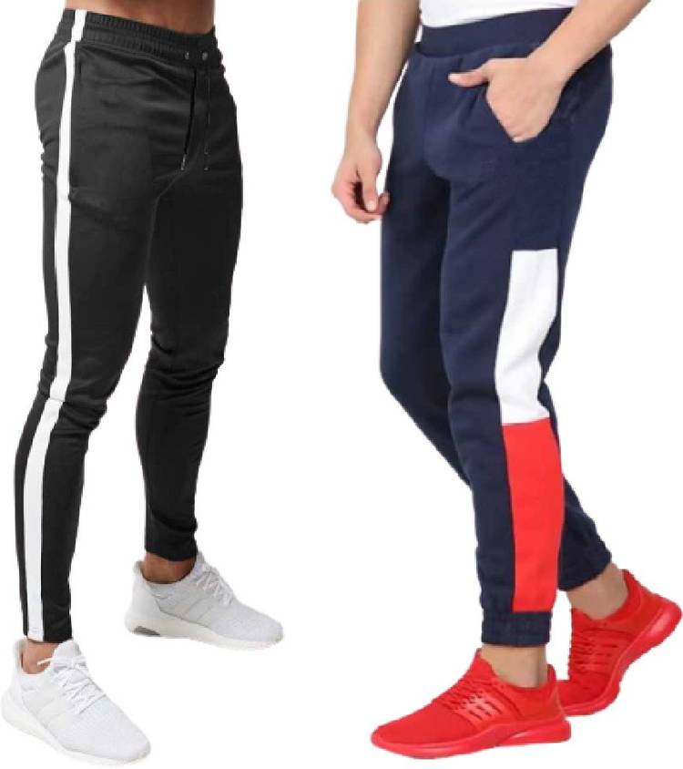 tracks pants combo lower men mens wear boys Solid Men Blue, Black Track Pants