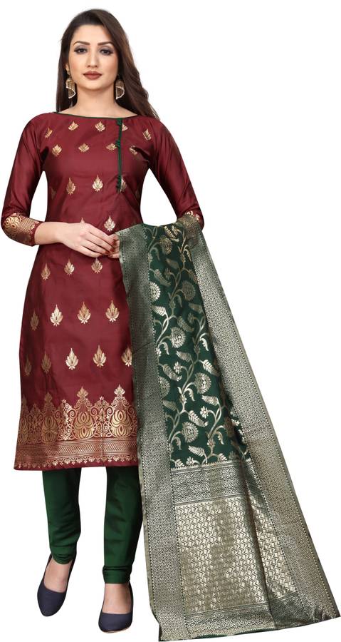 INDIAN BEAUTIFUL Cotton Silk Blend Self Design Salwar Suit Material