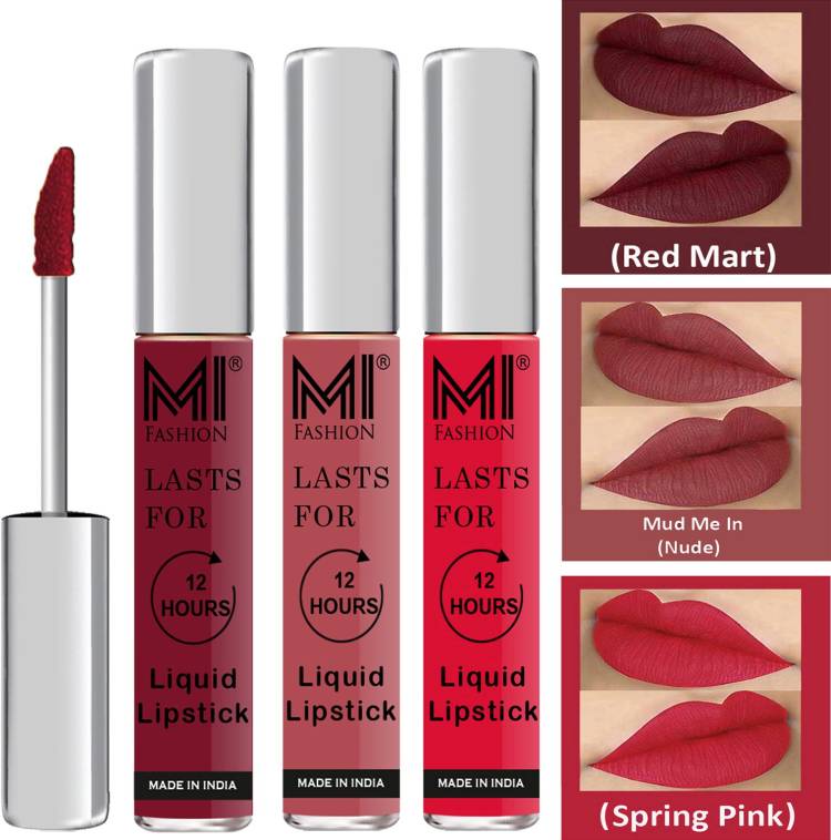 MI FASHION Matte Liquid Lipstick Combo Set Made in India Long Lasting Cruelty Free Code no 1404 Price in India