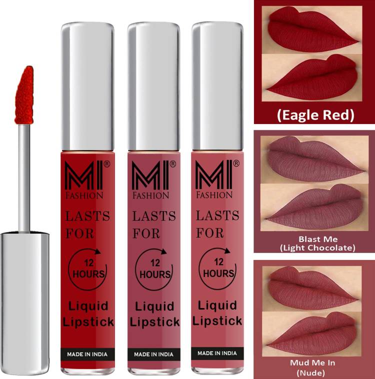 MI FASHION Fuller Lips Single Stroke Application Liquid Matte Lipstick Set Code no 413 Price in India