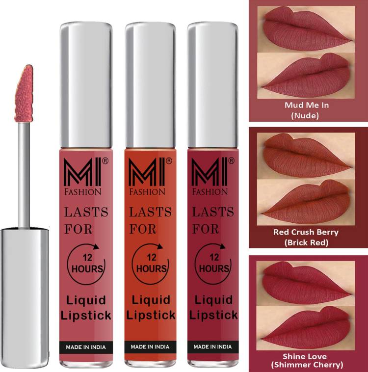 MI FASHION Water Proof Long Lasting Matte Liquid Lipstick Combo Set Vocal Code no 1877 Price in India