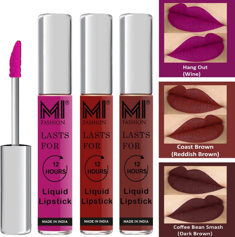 MI FASHION Water Proof Long Lasting Matte Liquid Lipstick Combo Set Code no 1798 Price in India