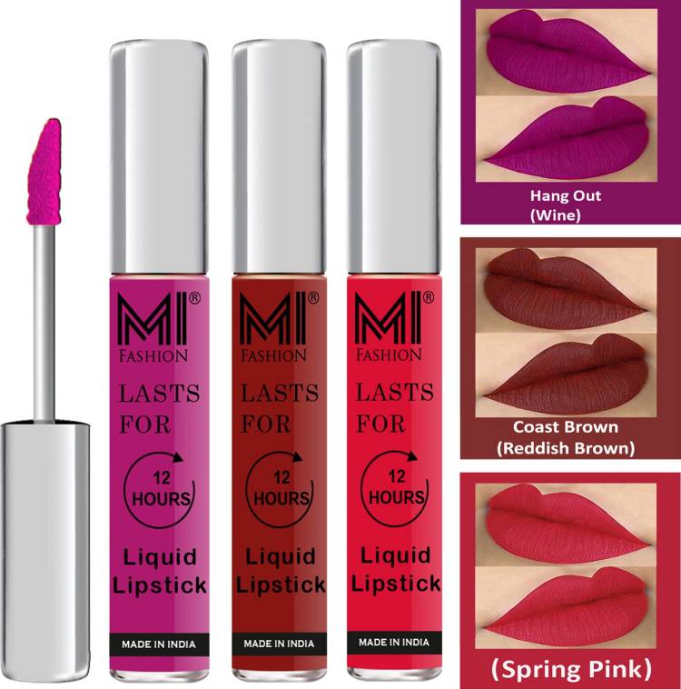 MI FASHION Water Proof Long Lasting Matte Liquid Lipstick Combo Set Code no 1800 Price in India