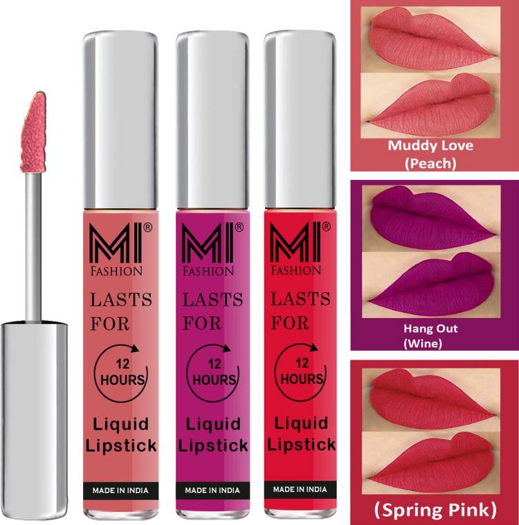 MI FASHION Matte Liquid Lipstick Combo Set Made in India Long Lasting Cruelty Free Code no 1374 Price in India