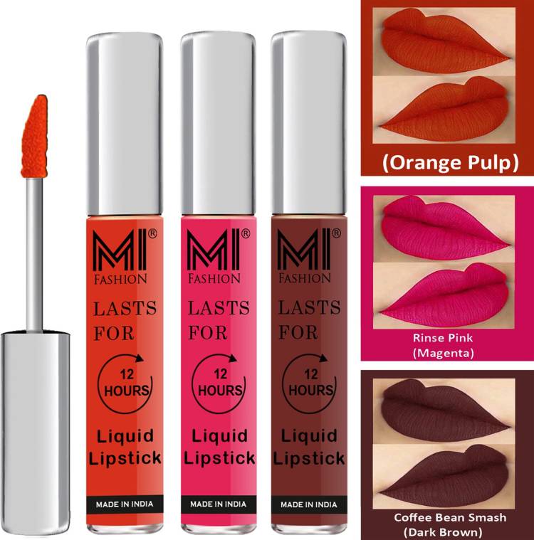 MI FASHION Water Proof Long Lasting Matte Liquid Lipstick Combo Set Code no 1693 Price in India