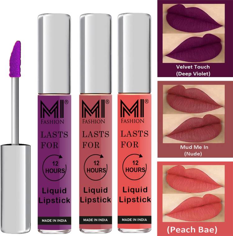 MI FASHION Water Proof Long Lasting Matte Liquid Lipstick Combo Set Vocal Code no 1912 Price in India