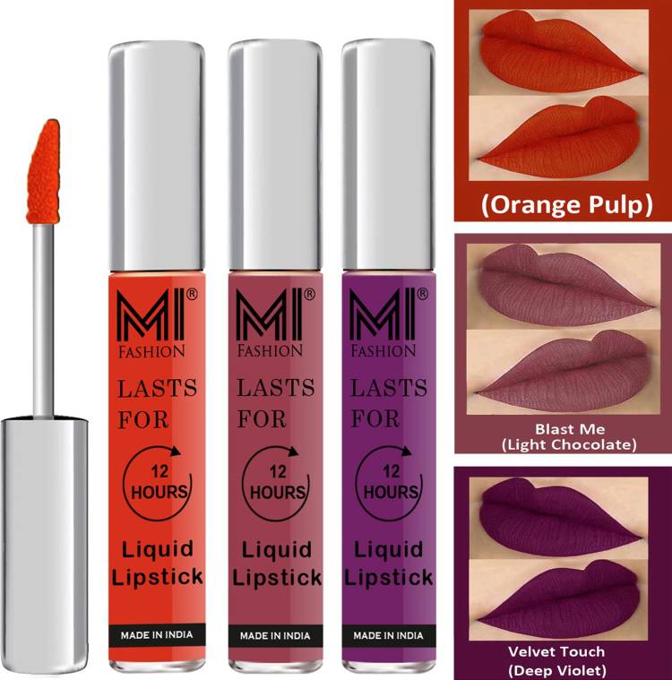 MI FASHION Water Proof Long Lasting Matte Liquid Lipstick Combo Set Code no 1690 Price in India