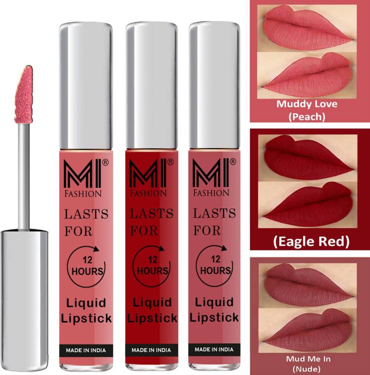 MI FASHION Fuller Lips Single Stroke Application Liquid Matte Lipstick Set Code no 371 Price in India