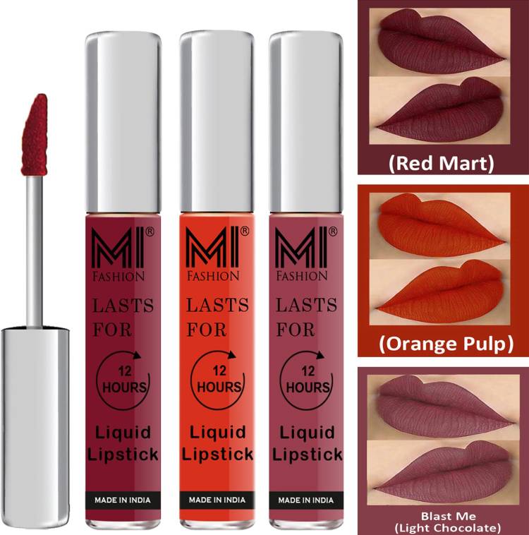 MI FASHION Water Proof Long Lasting Matte Liquid Lipstick Combo Set Go Code no 1803 Price in India