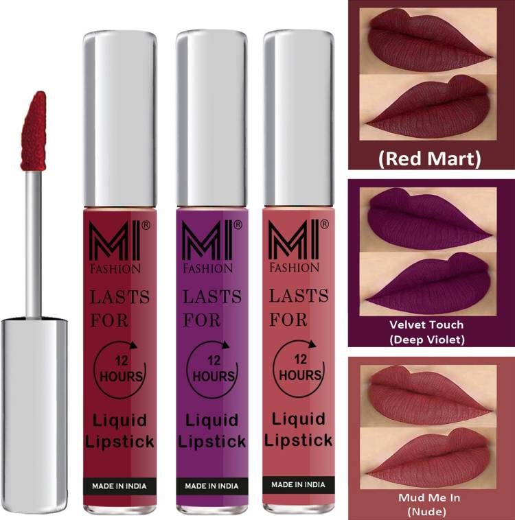 MI FASHION Matte Liquid Lipstick Combo Set Made in India Long Lasting Cruelty Free Code no 1413 Price in India