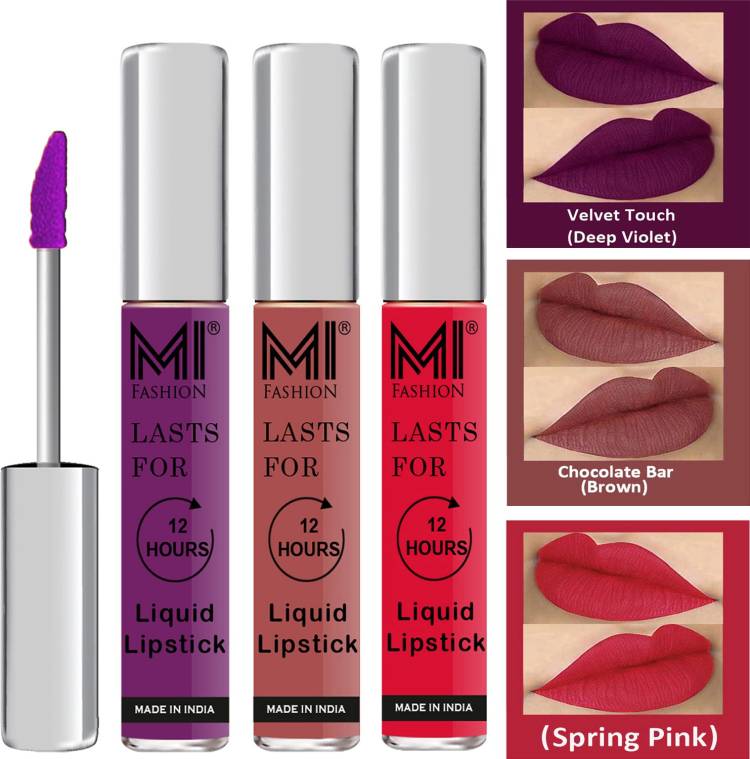 MI FASHION Water Proof Long Lasting Matte Liquid Lipstick Combo Set Code no 1785 Price in India