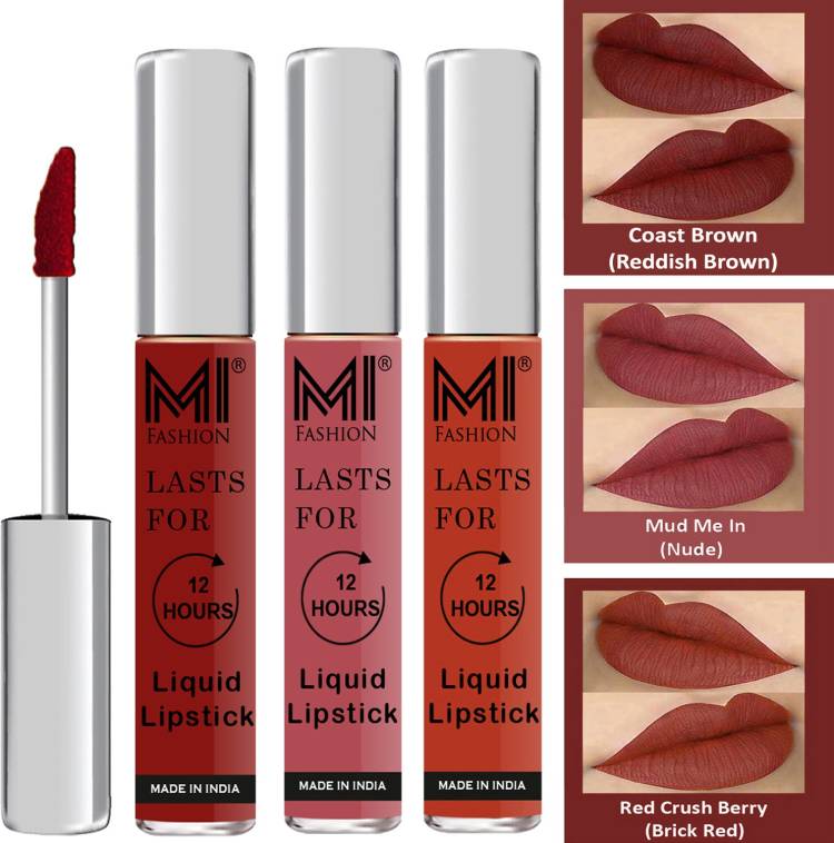 MI FASHION Water Proof Long Lasting Matte Liquid Lipstick Combo Set Code no 1754 Price in India