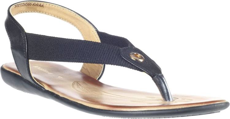 Women Black Flats Sandal Price in India