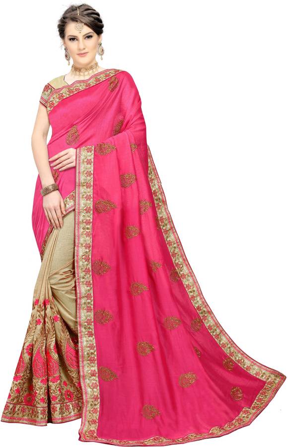 Embroidered Bollywood Silk Blend Saree