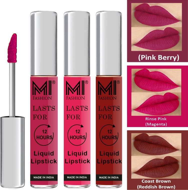 MI FASHION Fuller Lips Single Stroke Application Liquid Matte Lipstick Set Code no 390 Price in India