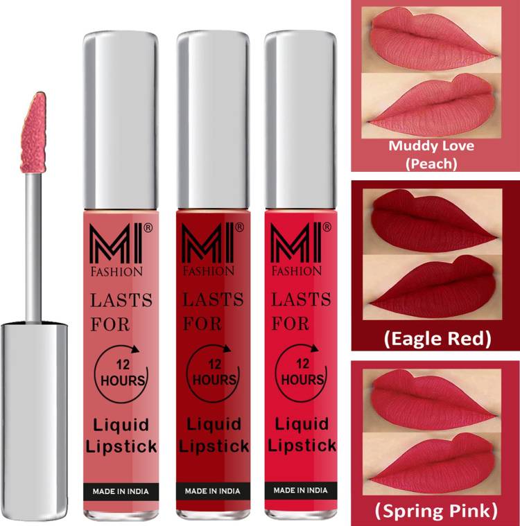 MI FASHION Fuller Lips Single Stroke Application Liquid Matte Lipstick Set Code no 372 Price in India