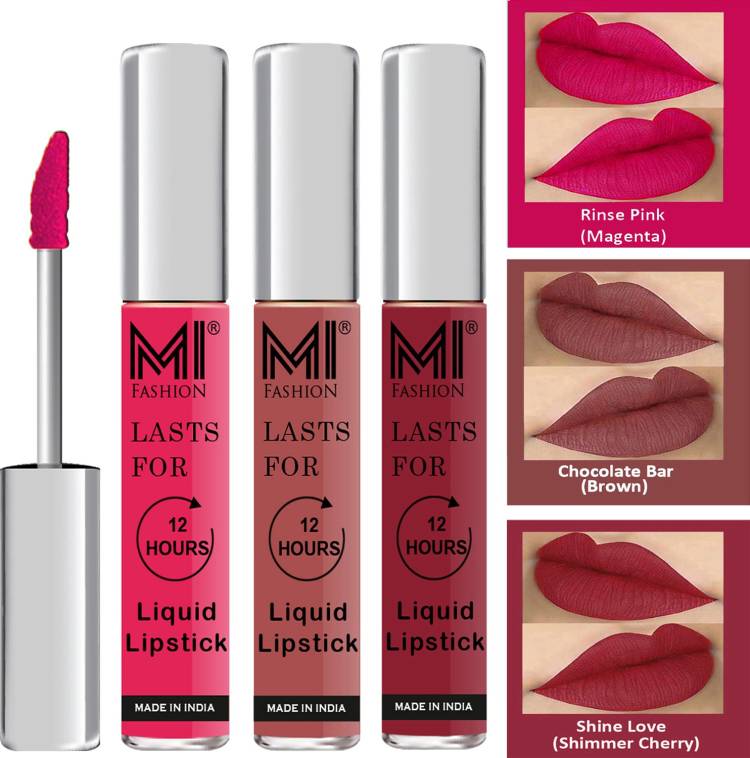 MI FASHION Fuller Lips Single Stroke Application Liquid Matte Lipstick Set Code no 377 Price in India