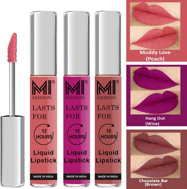 MI FASHION Water Proof Long Lasting Matte Liquid Lipstick Combo Set Code no 1711 Price in India