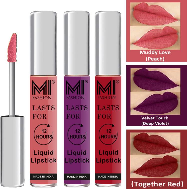 MI FASHION Water Proof Long Lasting Matte Liquid Lipstick Combo Set Code no 1709 Price in India