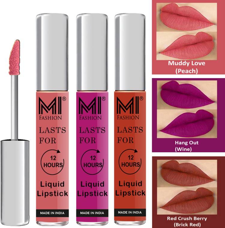 MI FASHION Water Proof Long Lasting Matte Liquid Lipstick Combo Set Code no 1710 Price in India