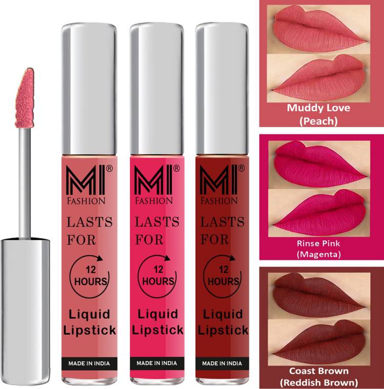 MI FASHION Fuller Lips Single Stroke Application Liquid Matte Lipstick Set Code no 369 Price in India