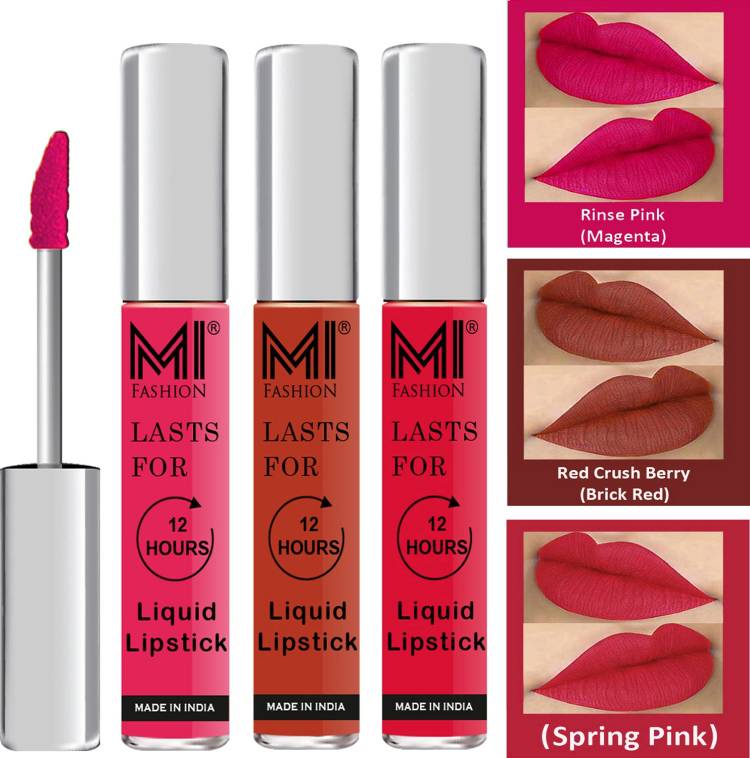 MI FASHION Matte Liquid Lipstick Combo Set Made in India Long Lasting Cruelty Free Code no 1376 Price in India