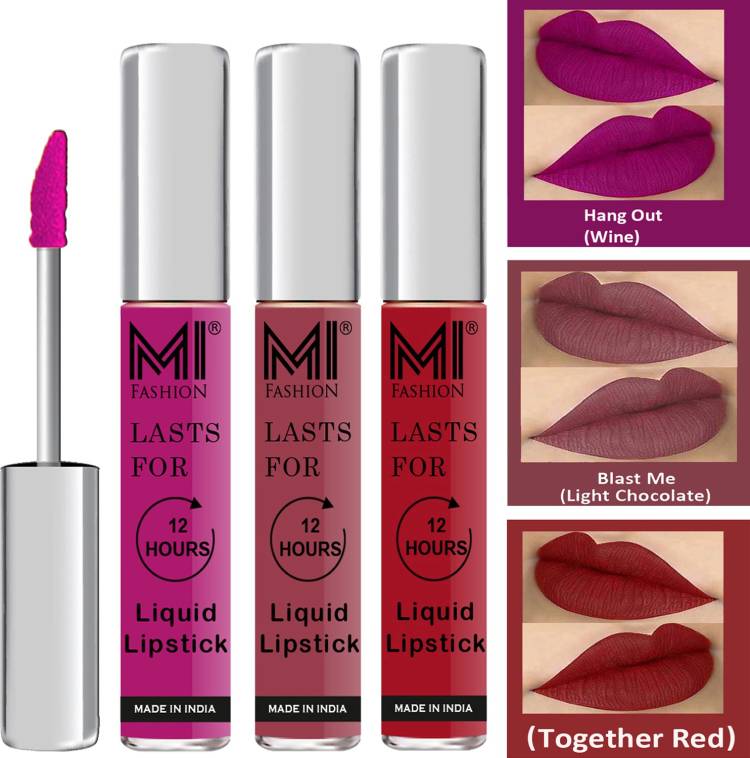 MI FASHION Fuller Lips Single Stroke Application Liquid Matte Lipstick Set Code no 446 Price in India