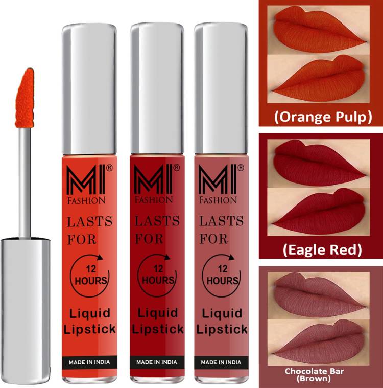 MI FASHION Water Proof Long Lasting Matte Liquid Lipstick Combo Set Code no 1696 Price in India