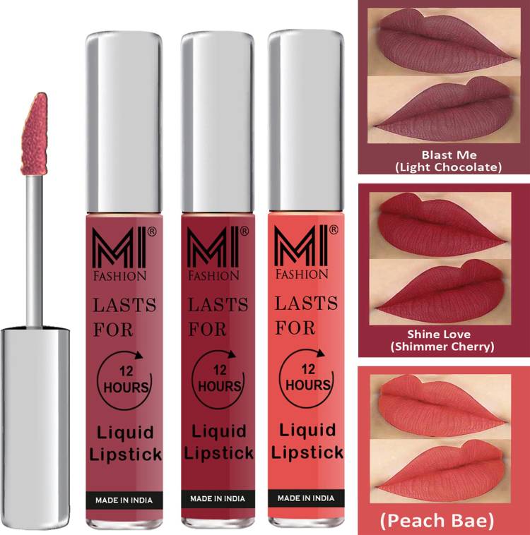 MI FASHION Water Proof Long Lasting Matte Liquid Lipstick Combo Set Code no 1673 Price in India