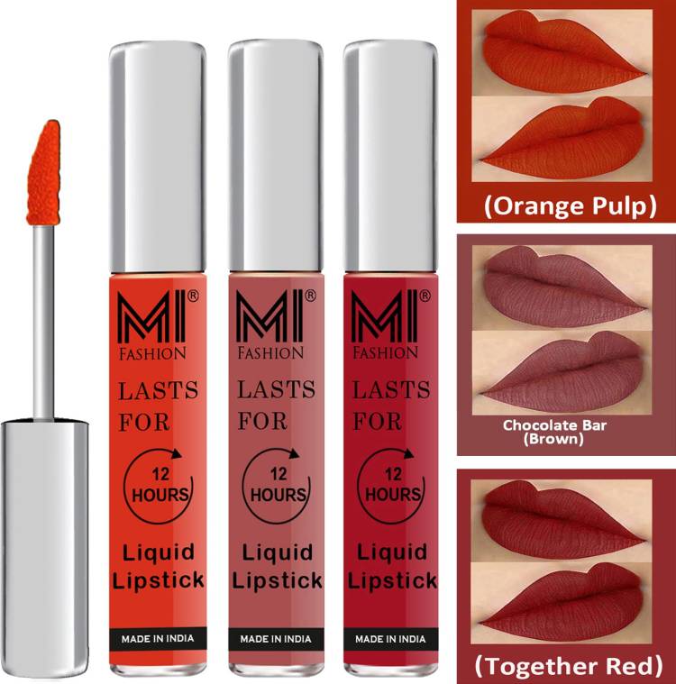 MI FASHION Water Proof Long Lasting Matte Liquid Lipstick Combo Set Code no 1688 Price in India