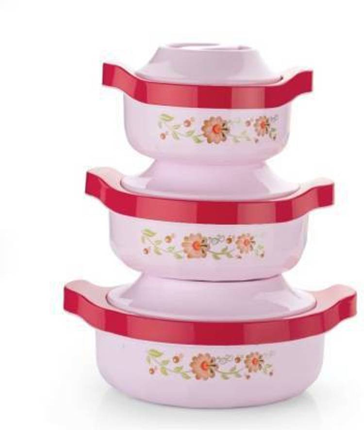 dewberries Pack of 3 Thermoware Casserole Set, Floral Print (800ML,1500ML,2500ML) Pack of 3 Serve Casserole Set