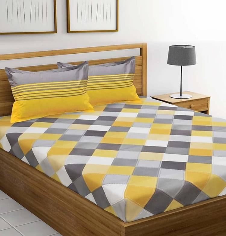 Jaipur Cotton 151 TC Cotton Double Geometric Bedsheet