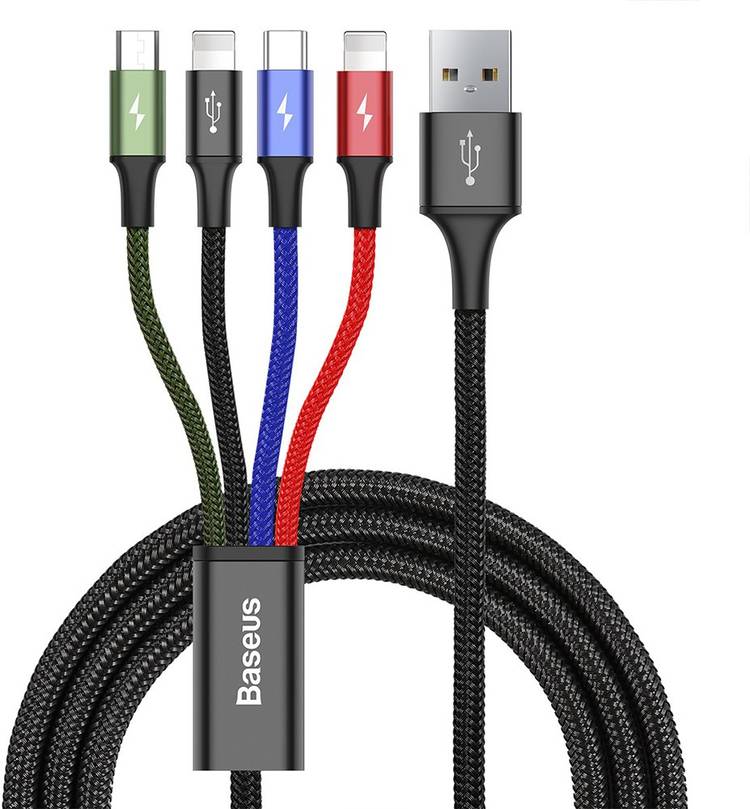 baseus FAST 4IN1 CABLE 2* IP Cable + TYPE C + MICRO 3.5 A 1.2 m Lightning Cable