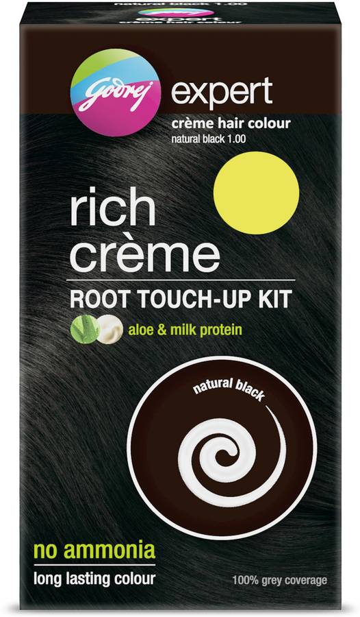 Godrej Expert Rich Creme Hair Colour - Natural Black 1,Root Touch up Kit , Natural Black