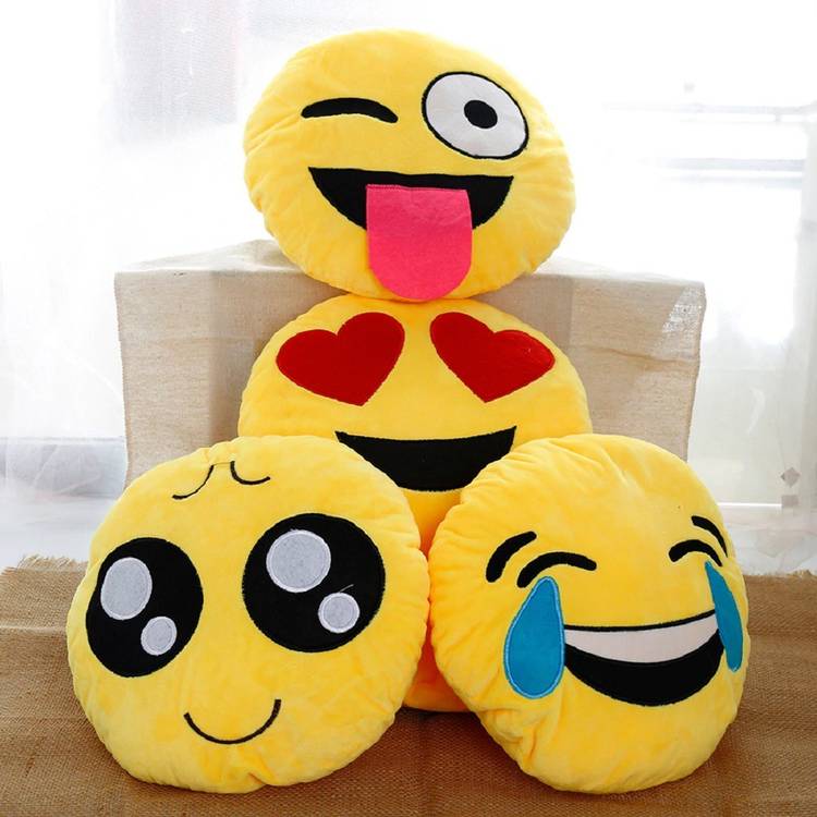 Supreme Home Collective Polyester Fibre Smiley Cushion Pack of 4