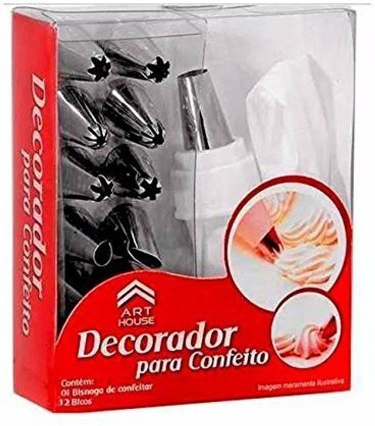 Royal Villa Crafts 12 Piece Cake Decorating Set Frosting Icing Piping Bag Tips with Steel Nozzles. Reusable & Washable Steel Multi-opening Icing Nozzle