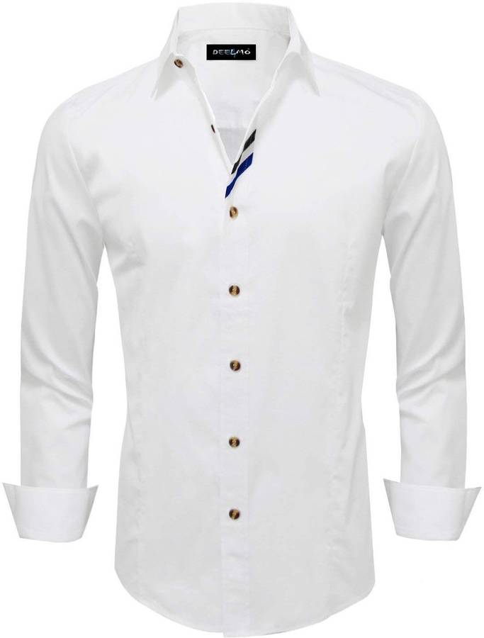 Men Regular Fit Solid Club Collar Casual Shirt