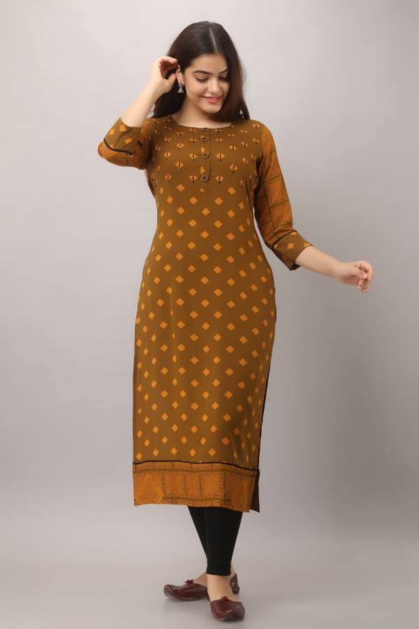 Women Printed Viscose Rayon Straight Kurta Price in India