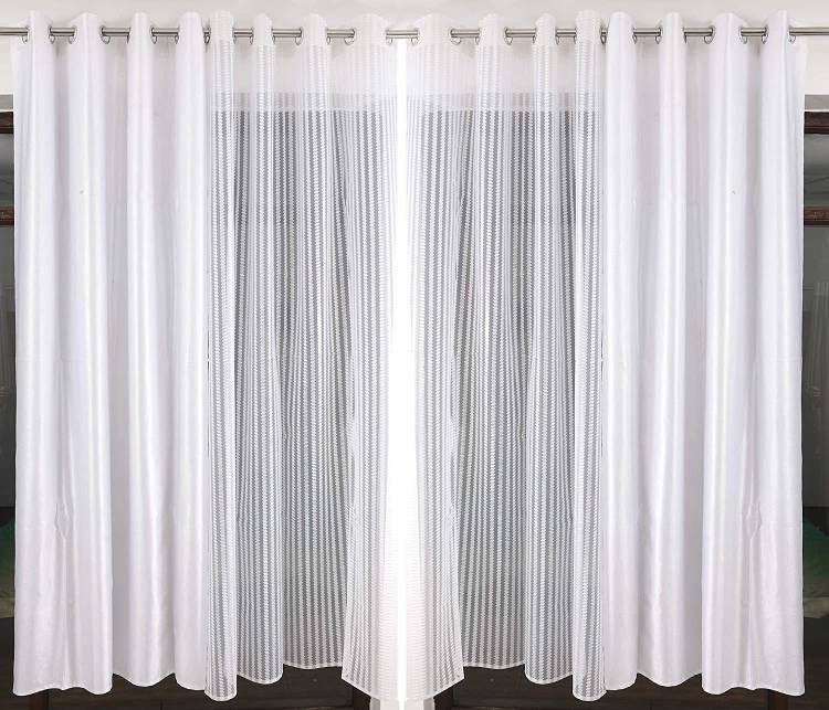 HVF Threads 150 cm (5 ft) Polyester Window Curtain (Pack Of 4)