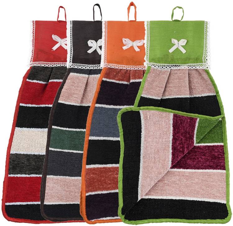 KUBER INDUSTRIES Hanging Cotton 4 Pieces Cotton Washbasin Napkin/Hand Towel for Kitchen and Bathroom (Multi) Multicolor Napkins