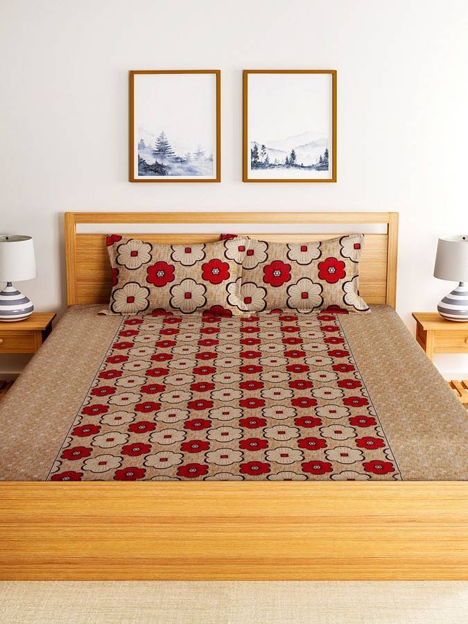 Luxury Crafts 300 TC Polycotton Double King Floral Bedsheet