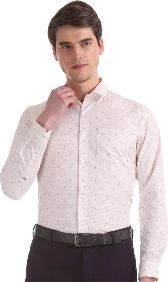Men Slim Fit Self Design, Printed Formal Shirt